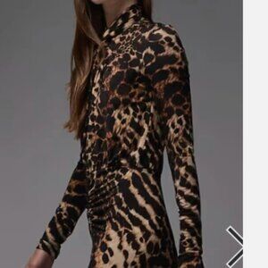 NWT AllSaints mina printed long sleeve maxi dress Size 4 MSRP 250